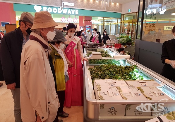 롯데백화점 부산 광복점에서 영양군 우수 농특산물 특별판매전이 열리고 있다. [사진=영양군]