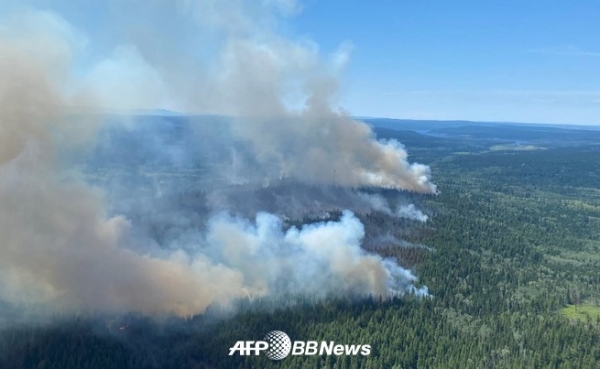 캐나다 브리티시 컬럼비아 디카 호수 부근의 산불 ⓒAFP PHOTO / BC WILDFIRE SERVICE/AFPBBNews