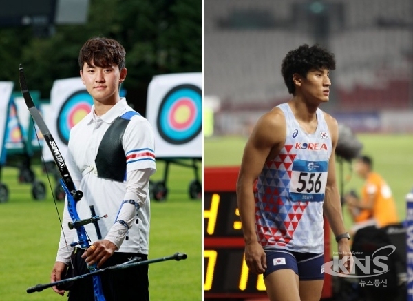 양궁 김제덕(좌측) 선수와 육상 10종경기 최동휘 선수